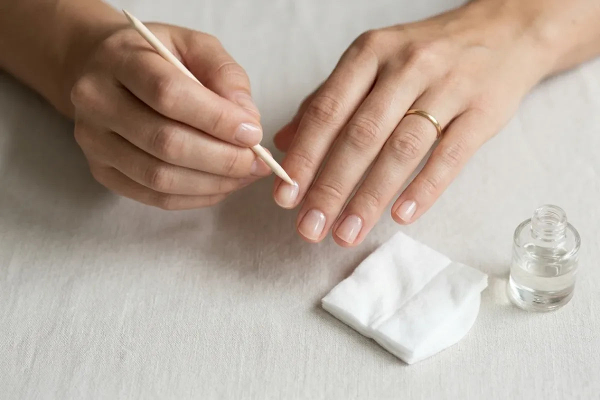 Guide débutant pour faux ongles : préparer les cuticules avec un bâtonnet en bois